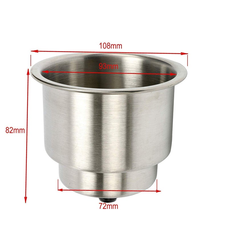 Amarine Made Stainless Steel Cup Drink Holder with Drain Marine Boat Rv Camper (6-Pack) - Image 3